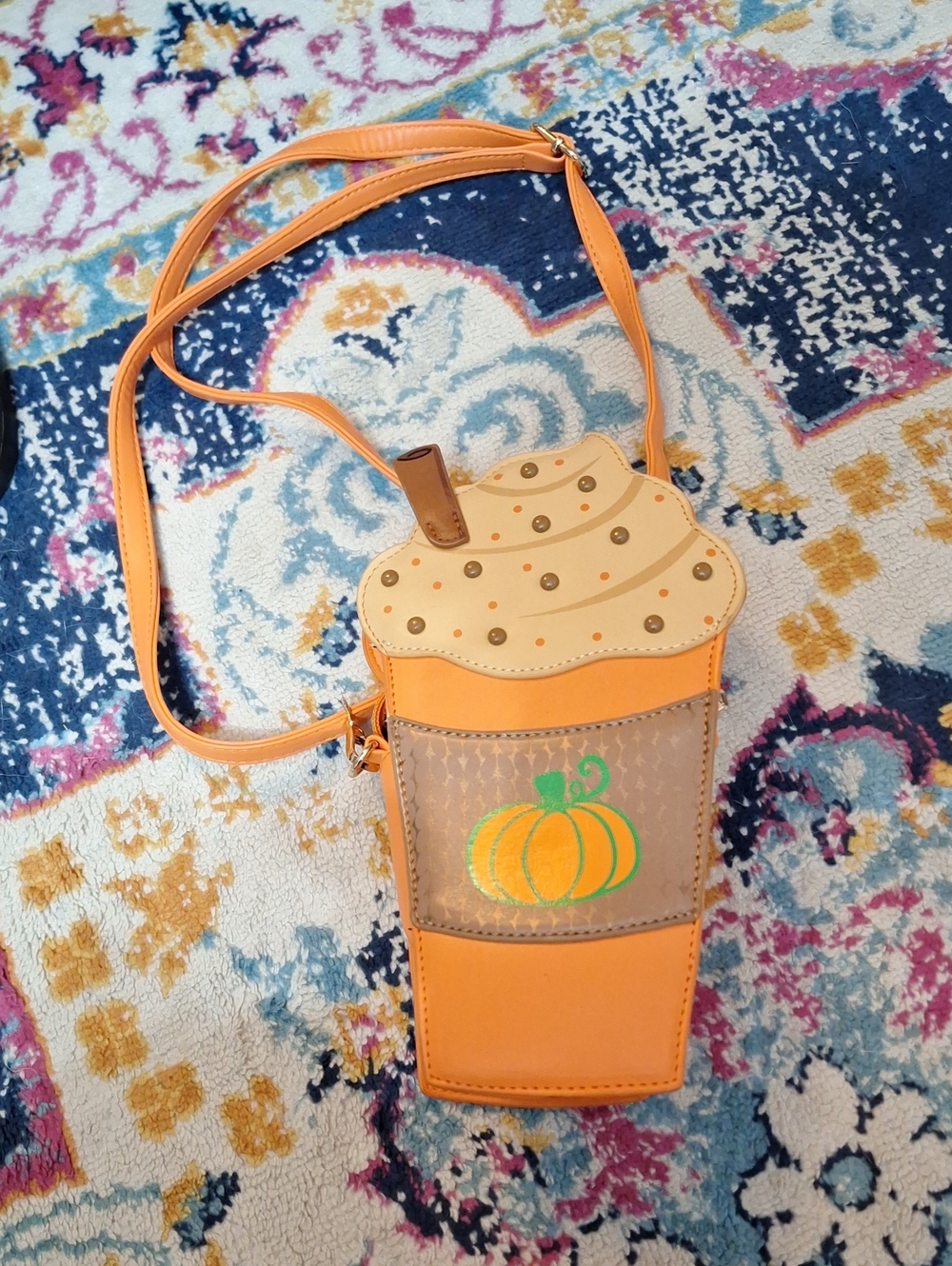 Orange Pumpkin Cupcake Crossbody Bag - Women